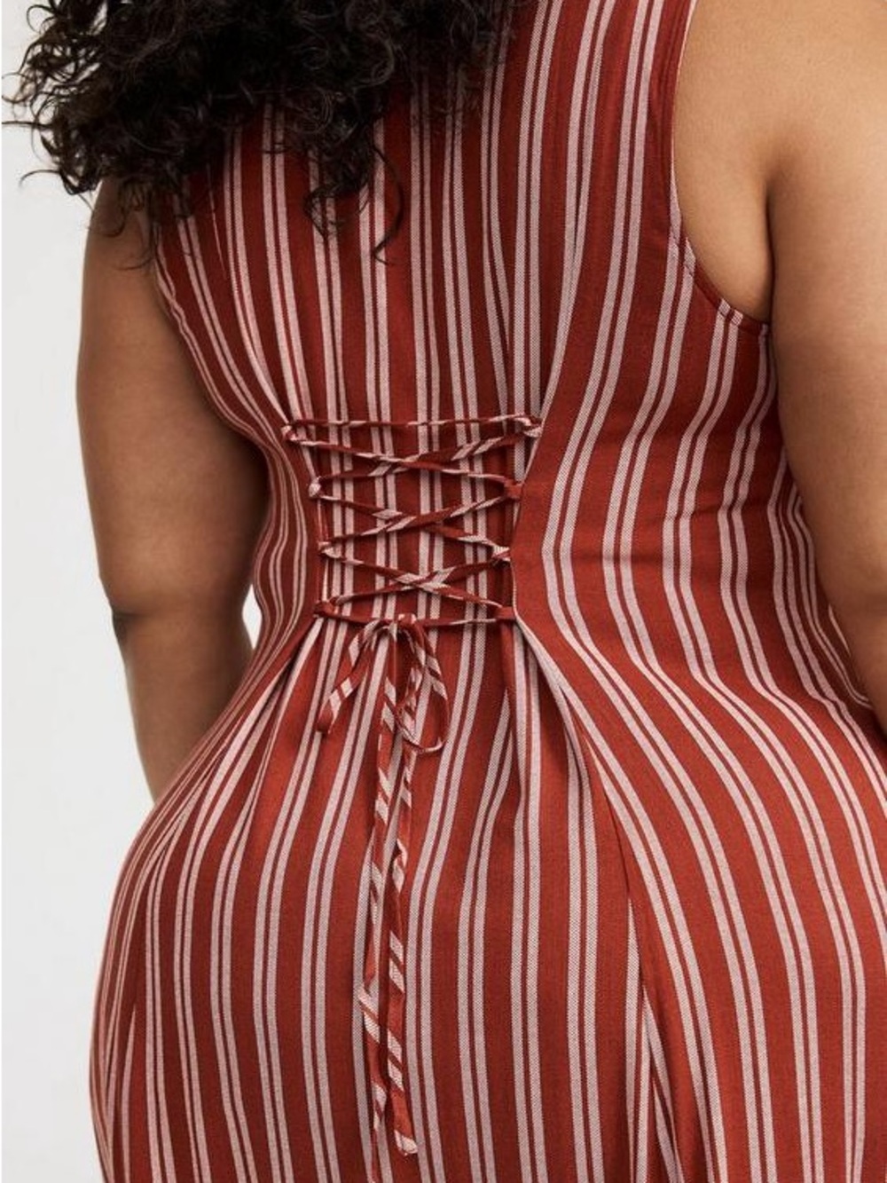 torrid Rust & Cream Striped Button-Front Maxi Dress - Picture 2 of 9